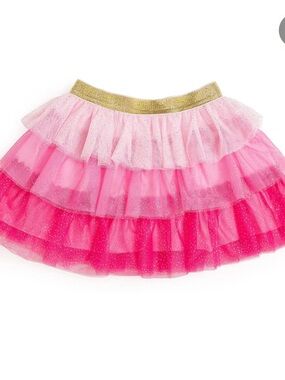 Sweet Wink Pink Petal Glitter Tulle Skirt with Gold Elastic Waistband